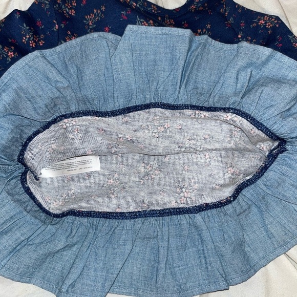 OshKosh B'gosh Blue Floral Sweater with Denim Ruffle - Picture 3 of 3